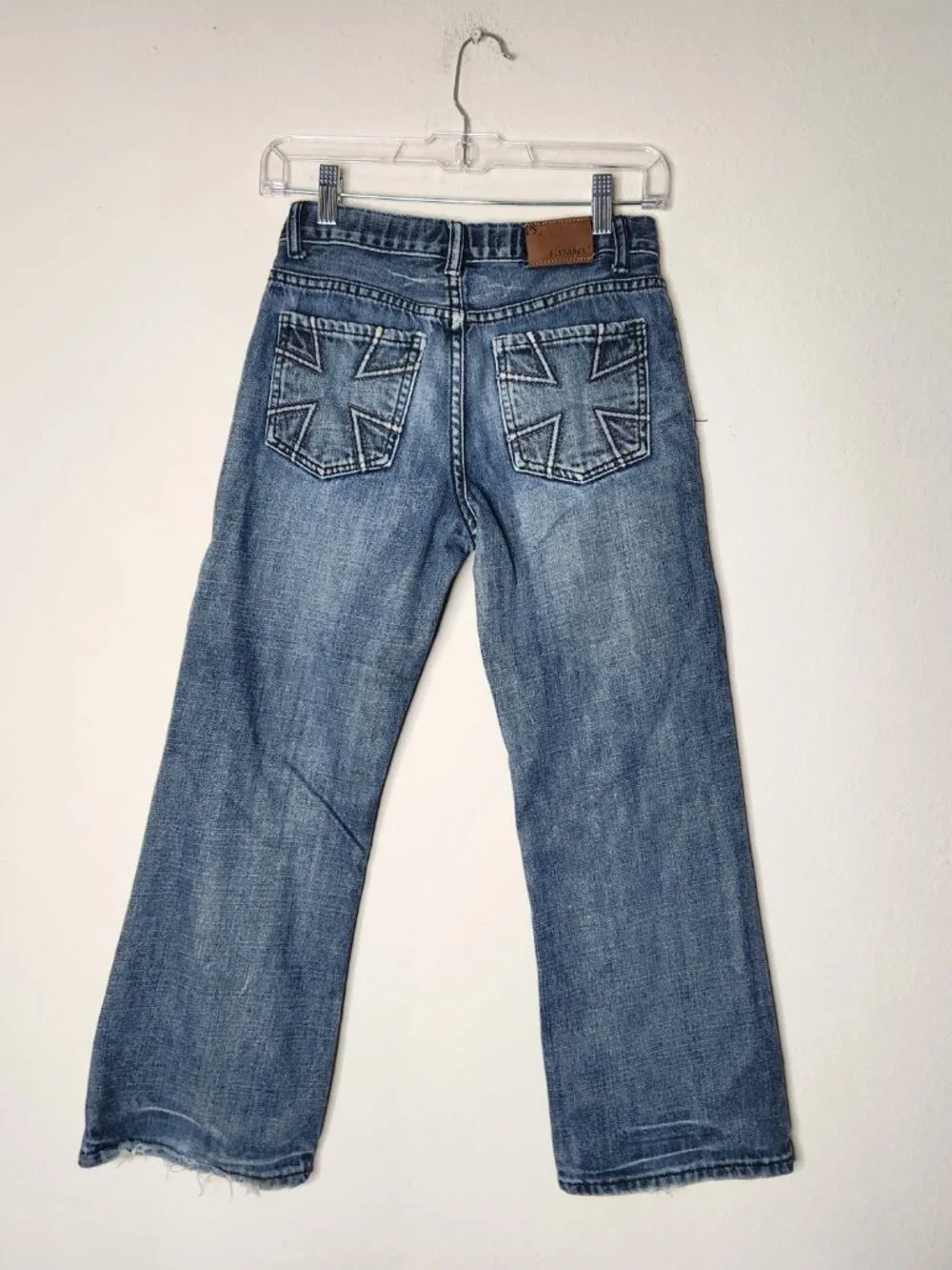 Flypaper Girls Size 10 Bootcut Jeans Blue Y2K Cotton Cross Pocket Denim